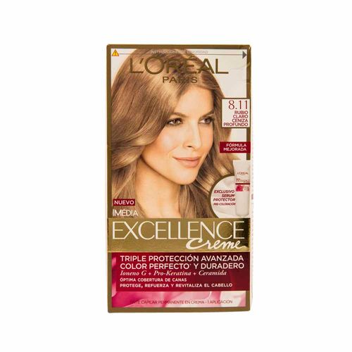 Tinte para Cabello L'ORÉAL Excellence 8.11 Rubio Claro Cenizo Caja 1un