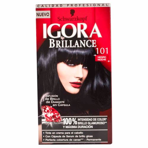 Tinte para Cabello SCHWARZKOPF Igora Brillance 101 Negro Noche Caja 1un