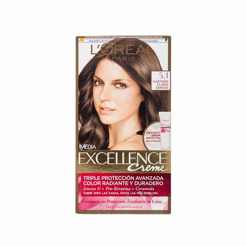 Tinte para Cabello EXCELLENCE 5.1 Castaño Claro Cenizo Caja 1un