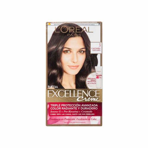 Tinte para Cabello EXCELLENCE Creme 3 Castaño Oscuro Caja 1un