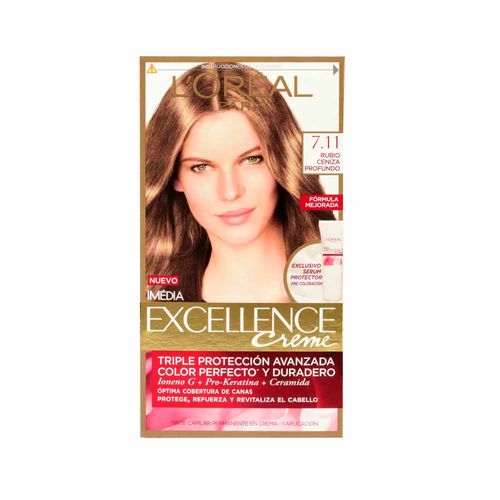 Tinte para Cabello EXCELLENCE Creme 7.11 Rubio Cenizo Profundo Caja 1un