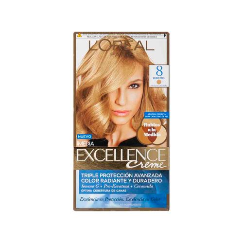 Tinte para Cabello EXCELLENCE Creme 8 Rubio Miel Caja 1un