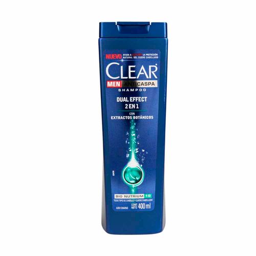 Shampoo CLEAR Anticaspa Men 2 en 1 Dual Effect Frasco 400ml