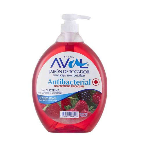 Jabón Líquido AVAL Antibacterial Frutos Rojos Frasco 800ml