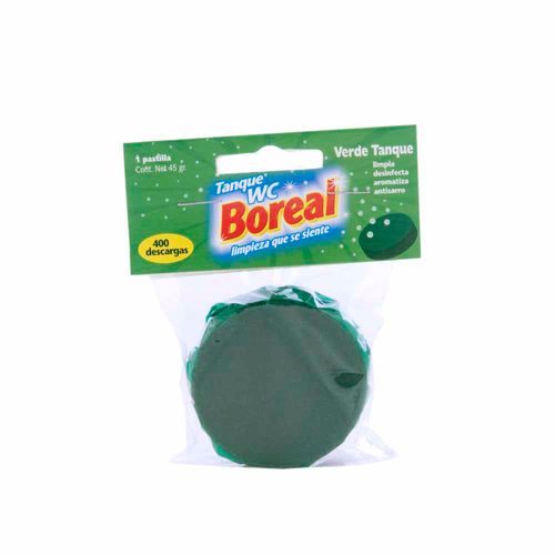 Desinfectante de Baño BOREAL Pastilla Tanque Verde Bolsa 45g