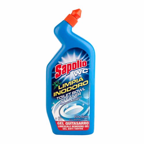 Limpia Inodoro SAPOLIO WC Gel Quitasarro Extra Fuerte Botella 500ml