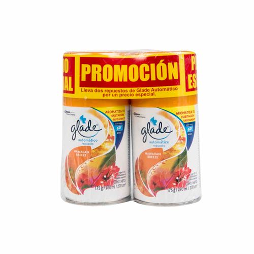 Ambientador en spray GLADE Hawaiian breeze repuesto Frasco 270Ml Paquete 2Un