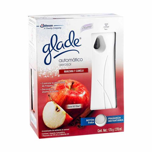 Ambientador eléctrico GLADE Manzana y canela aparato y repuesto Frasco 270Ml