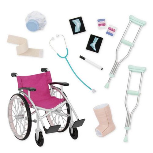 Set Para Muñeca Silla De Ruedas Y Muletas Nueva Versión