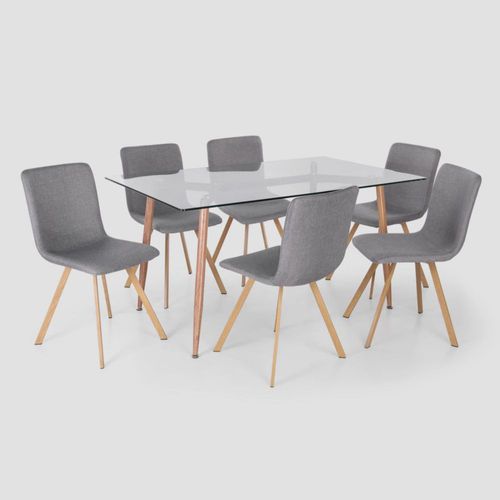 Juego de Comedor Nordico 6 Sillas Gris