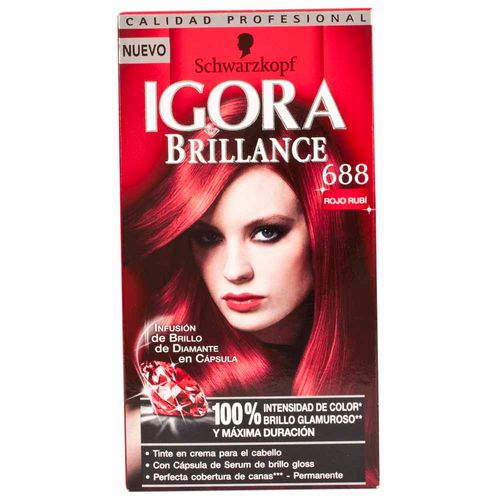 Tinte para Cabello SCHWARZKOPF Igora Brillance 688 Rojo Rubí Caja 1un