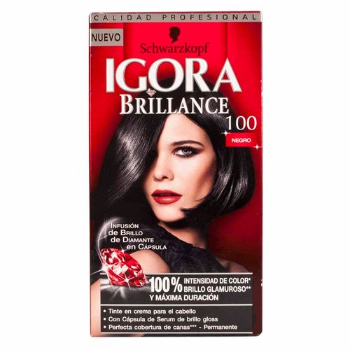 Tinte para Cabello SCHWARZKOPF Igora Brillance 100 Negro Caja 1un