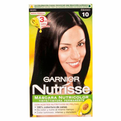 Tinte para Cabello GARNIER Nutrisse 10 Ébano Negro Caja 1un