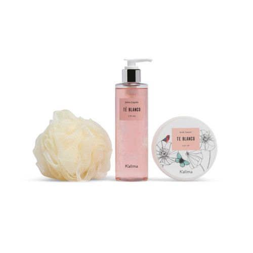 Set Kallma Jabón Líquido Kallma De 240Ml + Body Butter De 150Gr De Té Blanco + Esponja