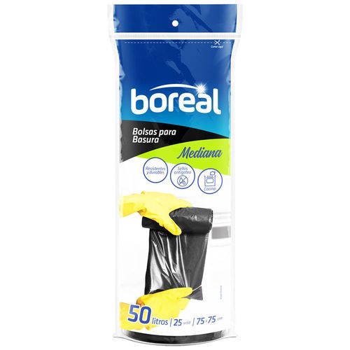 Bolsa para Basura BOREAL 50L Negra Rollo 25un