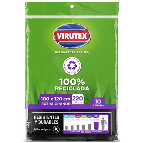 Bolsa para Basura VIRUTEX Negra 220L Planas