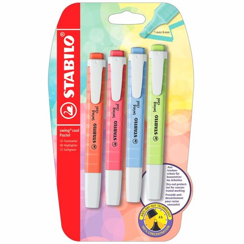 Resaltadores STABILO Swing Cool Pastel Paquete 4un