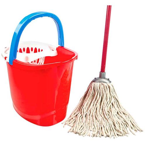 Trapeador POLINPLAST Algodón Súper Absorbente + Balde POLINPLAST 13L