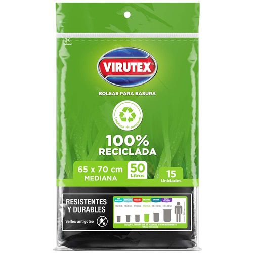 Bolsa para Basura VIRUTEX Negra 50L Planas