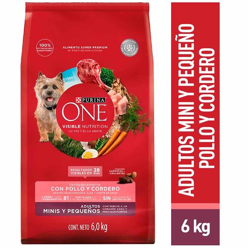 Comida para Perros PURINA ONE Adulto Razas Pequeñas Cordero Bolsa 6Kg