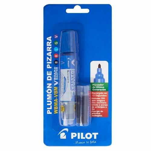 Plumón de Pizarra PILOT WBMA Azul + Repuesto Azul Blíster 1un