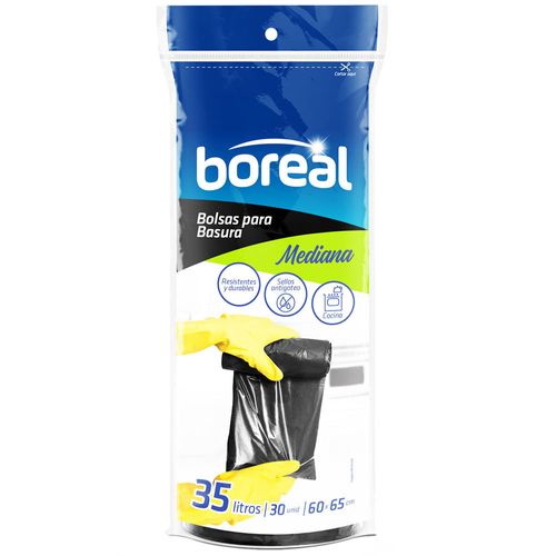 Bolsa para Basura BOREAL 35L Negra Rollo 30un