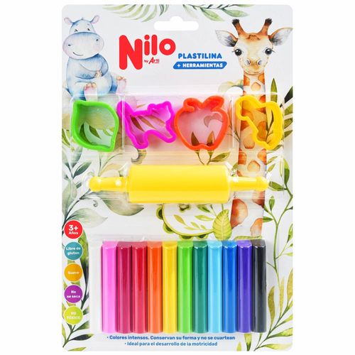 Plastilina NILO Blíster 12un + 4 Cortadores + 1 Rodillo