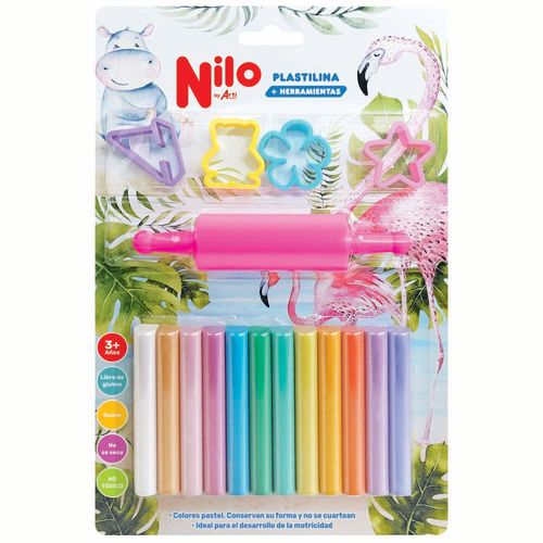 Plastilina NILO Blister 20gr x12un + 4 Cortadores