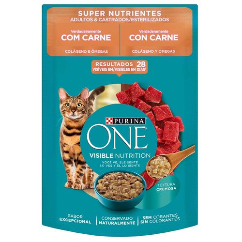 Alimento para Gatos PURINA ONE Adultos Carne Doypack 85g