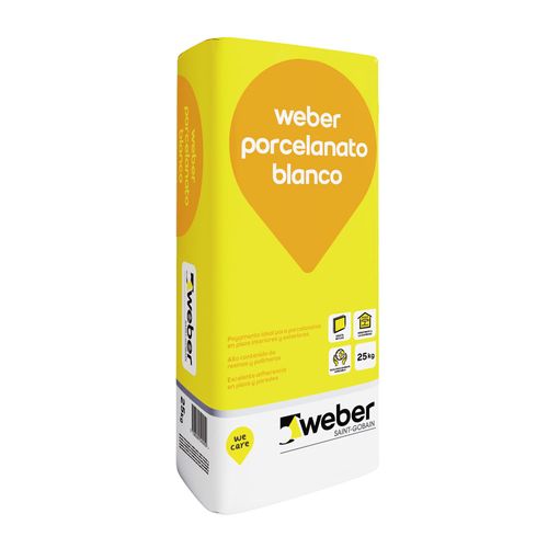 Pegamento en Polvo Porcelanato Blanco 25 kg Weber