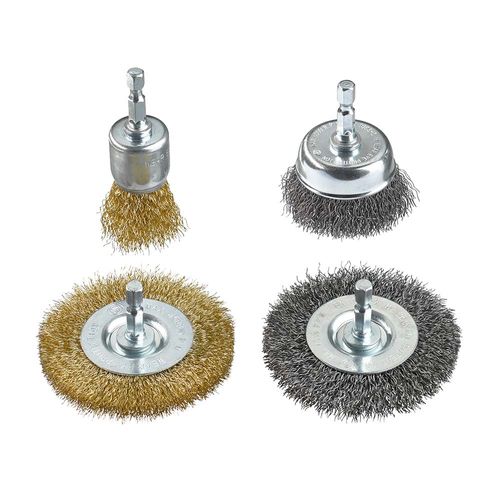 Set cepillos de alambre de acero HSS 4 piezas