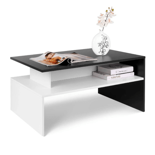 Mesa De Centro Blanco-Negro 85Cm