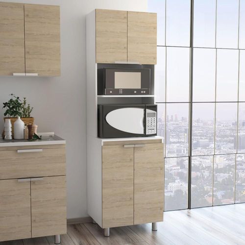 Mueble Microondas Fendi - Roble/Blanco