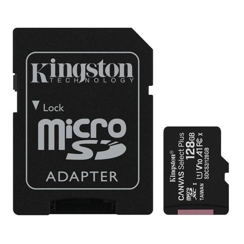 Tarjeta MicroSDXC Kingston Canvas Select Plus 128GB, U1, Clase 10, 100MB/s