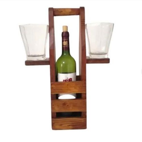 Porta vinos licores playero portatil en madera color caoba