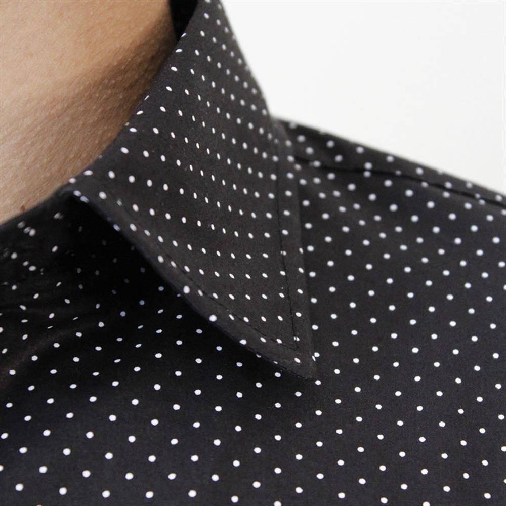 camisa sport 100% negra con puntos blancos - Shopstar