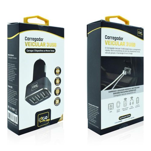 CARGADOR DE CARRO 3USB - 4.8 AMP