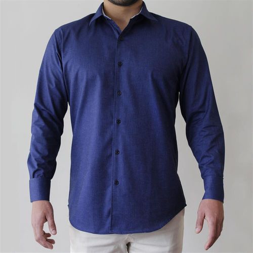 camisa sport 100% algodón azul tipo denim