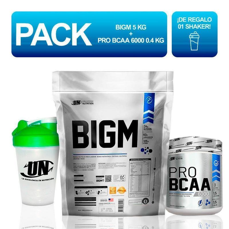 Pack-UN-Bigm-5kg-Chocolate---Bcaa-6000-400gr-Naranja