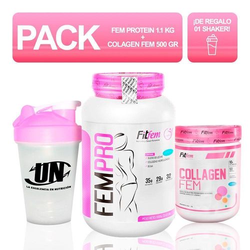 Pack Fitfem Fem Pro 1.1kg Vainilla + Colagen Fem 500gr Fruitpunch