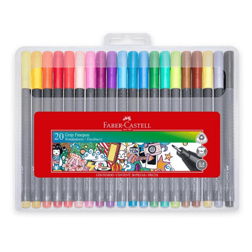 Marcadores Grip Fine Pen x 20 Faber Castell Estuche Rígido