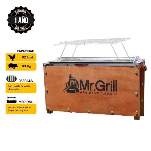 Caja China Mini Mr. Grill Acero Mixta + Parrilla