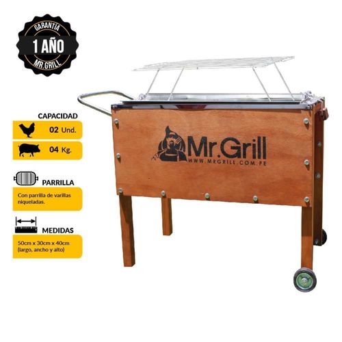 Caja China Chica Mr. Grill Acero Mixta + Parrilla