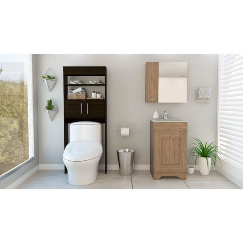 Combo My Bath Botiquin + Mueble Lavamanos + Optimizador - Miel / Wengue
