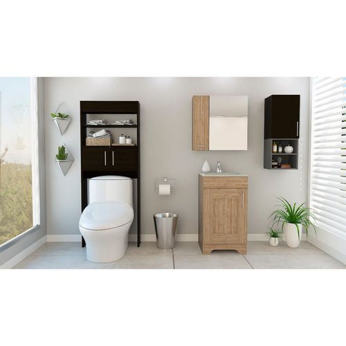 Combo My Bath Botiquin + Mueble Lavamanos + Muro + Optimizador - Miel / Wengue