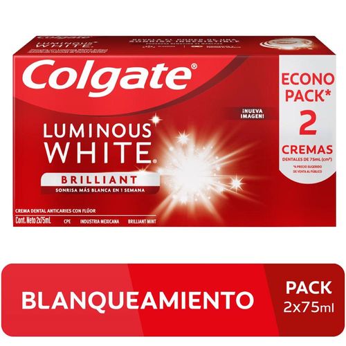 Pasta Dental Colgate Luminous White 2x75ml