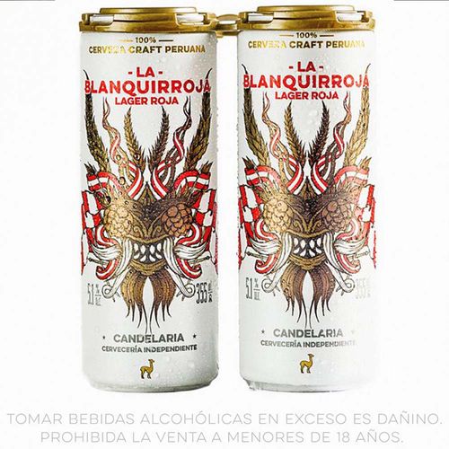 Cerveza CANDELARIA Blanquirroja Lata 355ml Pack 4un