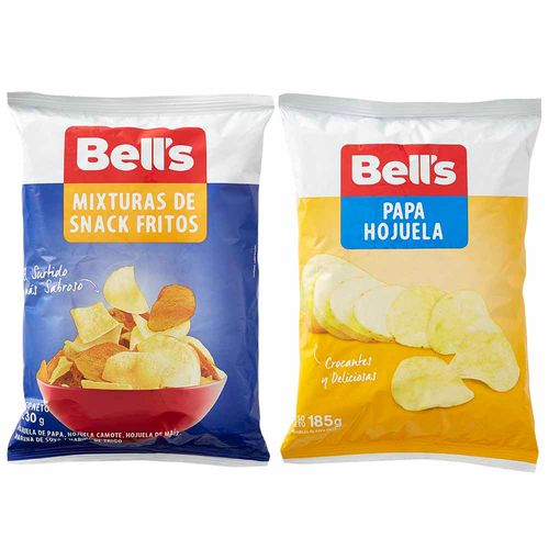 Piqueo BELL'S Papas fritas 185Gr + Piqueo BELL'S Snax 230Gr Paquete 2Un