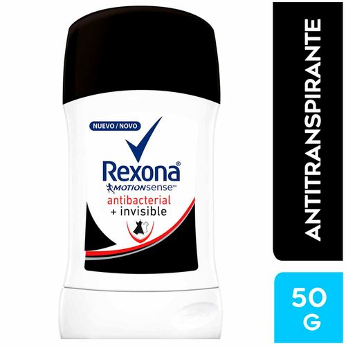 Desodorante en Barra para Mujer REXONA Antibacterial Invisible Frasco 50g