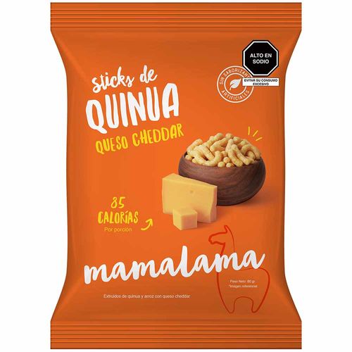 Sticks de Quinua MAMALAMA Queso Cheddar 100% Naturales Bolsa 80g